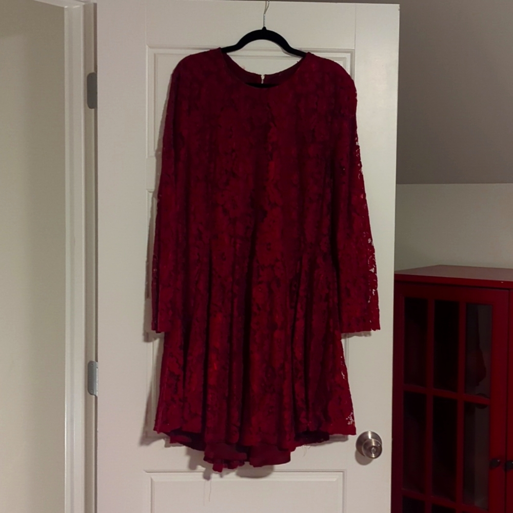 Burgundy stretch lace dress.  Torrid size 2